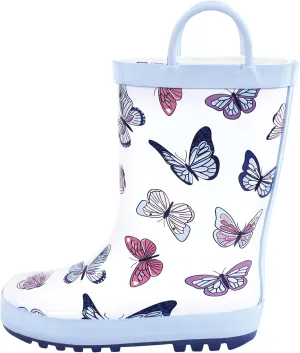 Hudson Baby Infant Girls Rain Boots, Blue Butterflies, 10 Toddler