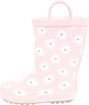 Hudson Baby Infant Girls Rain Boots, Dusty Pink Flower, 7 Toddler