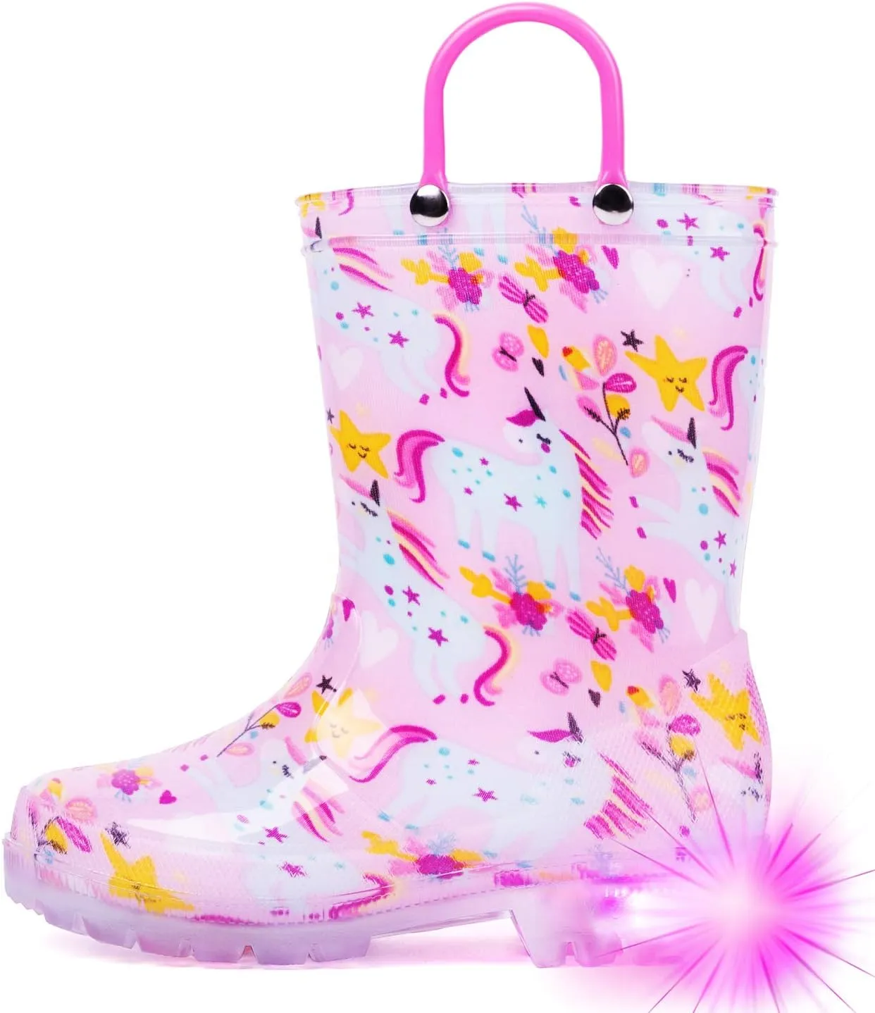 HugRain Light Up Rain Boots for Little Kids