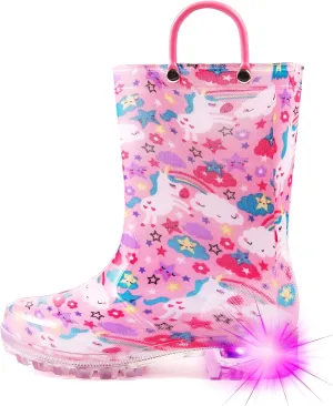 HugRain Light Up Rain Boots for Little Kids