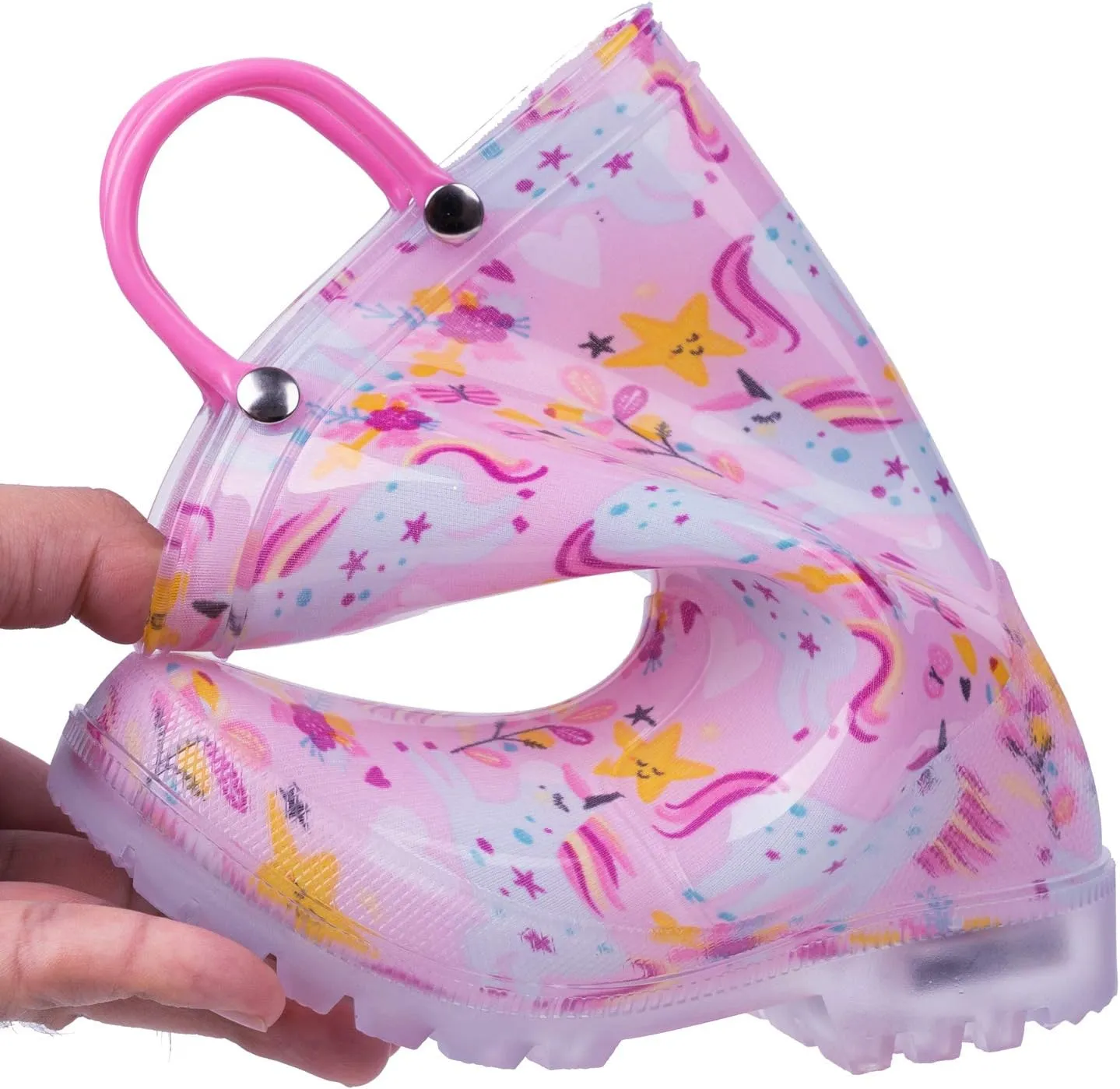 HugRain Light Up Rain Boots for Little Kids