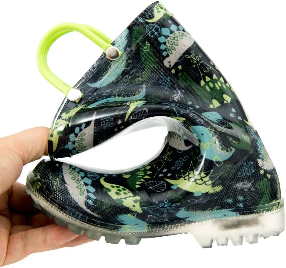 HugRain Light Up Rain Boots for Little Kids