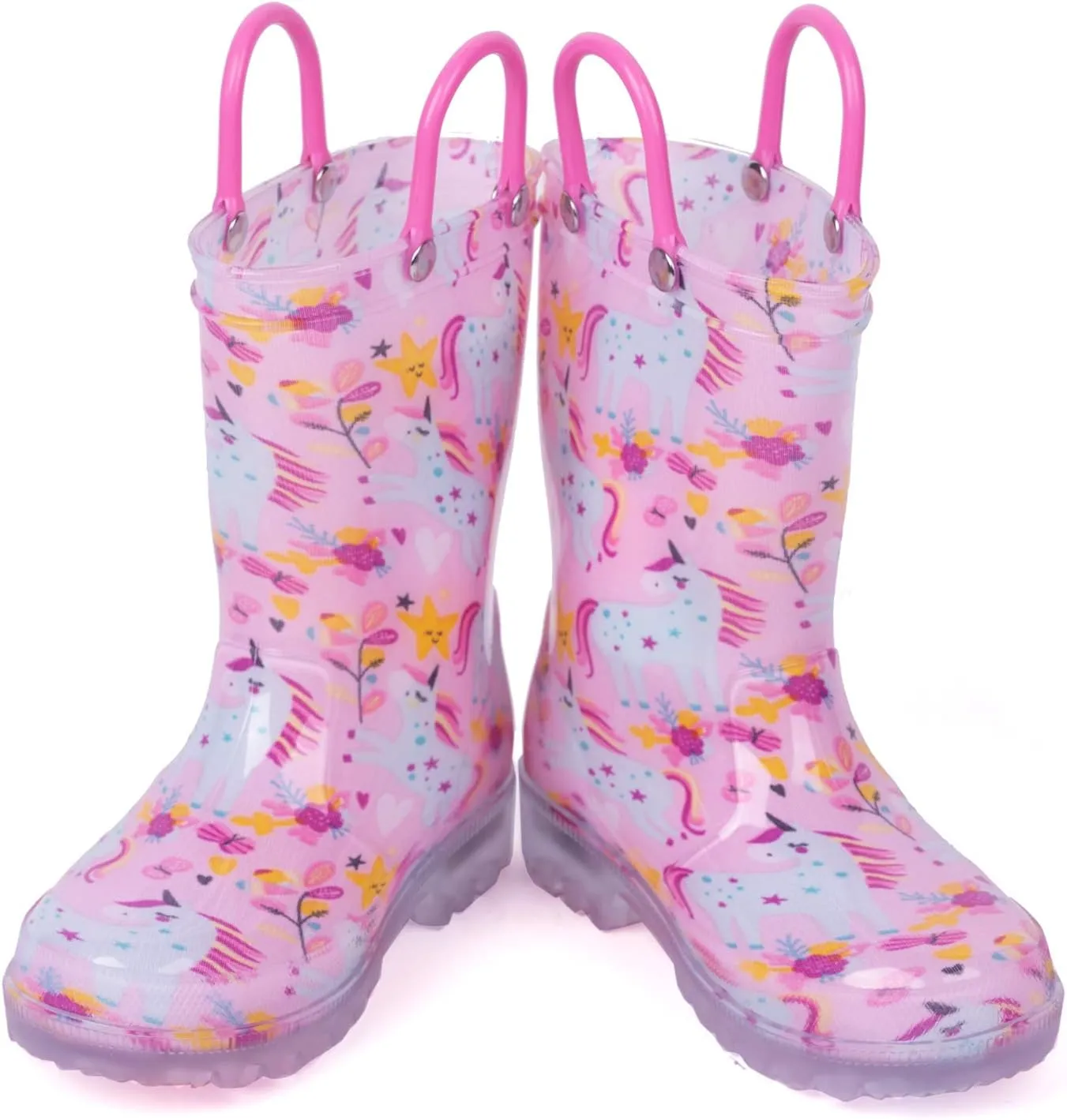 HugRain Light Up Rain Boots for Little Kids