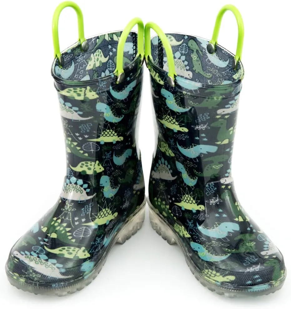 HugRain Light Up Rain Boots for Little Kids