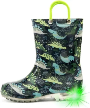 HugRain Light Up Rain Boots for Little Kids