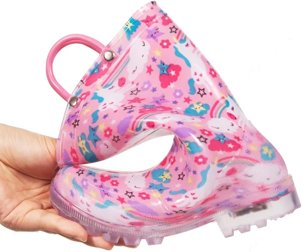 HugRain Light Up Rain Boots for Little Kids