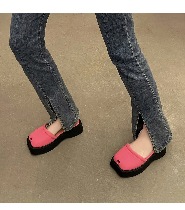 hulianfu Low Sandals Woman Leather Summer Nubuck Shoes Closed Toe Espadrilles Platform Suit Female Beige Breathable Low-heeled Comfo