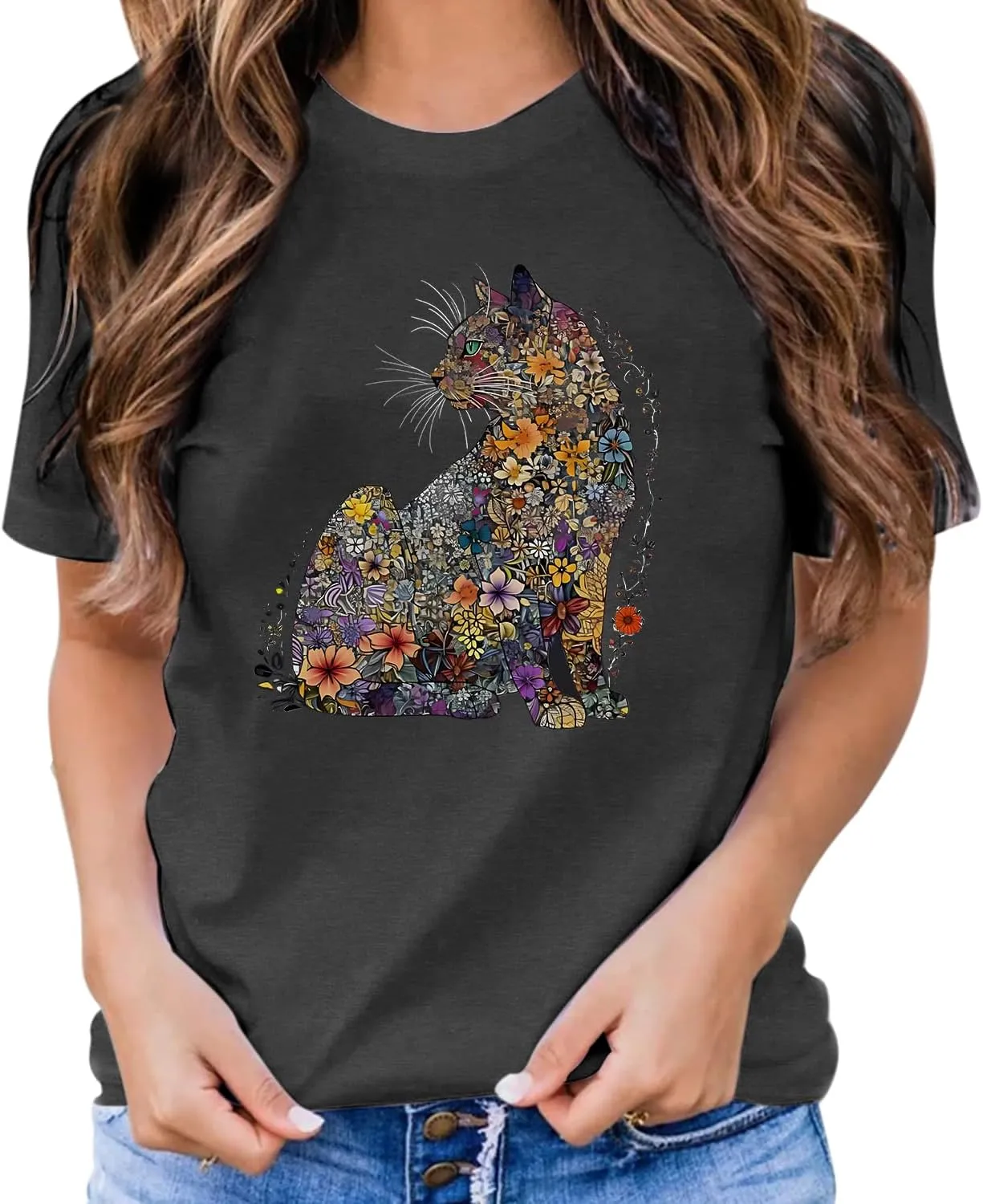 Hummingbird Shirt for Women Funny Women's Flower Graphic Tees Cute Bird Lover Short Sleeve Shirts ﻿