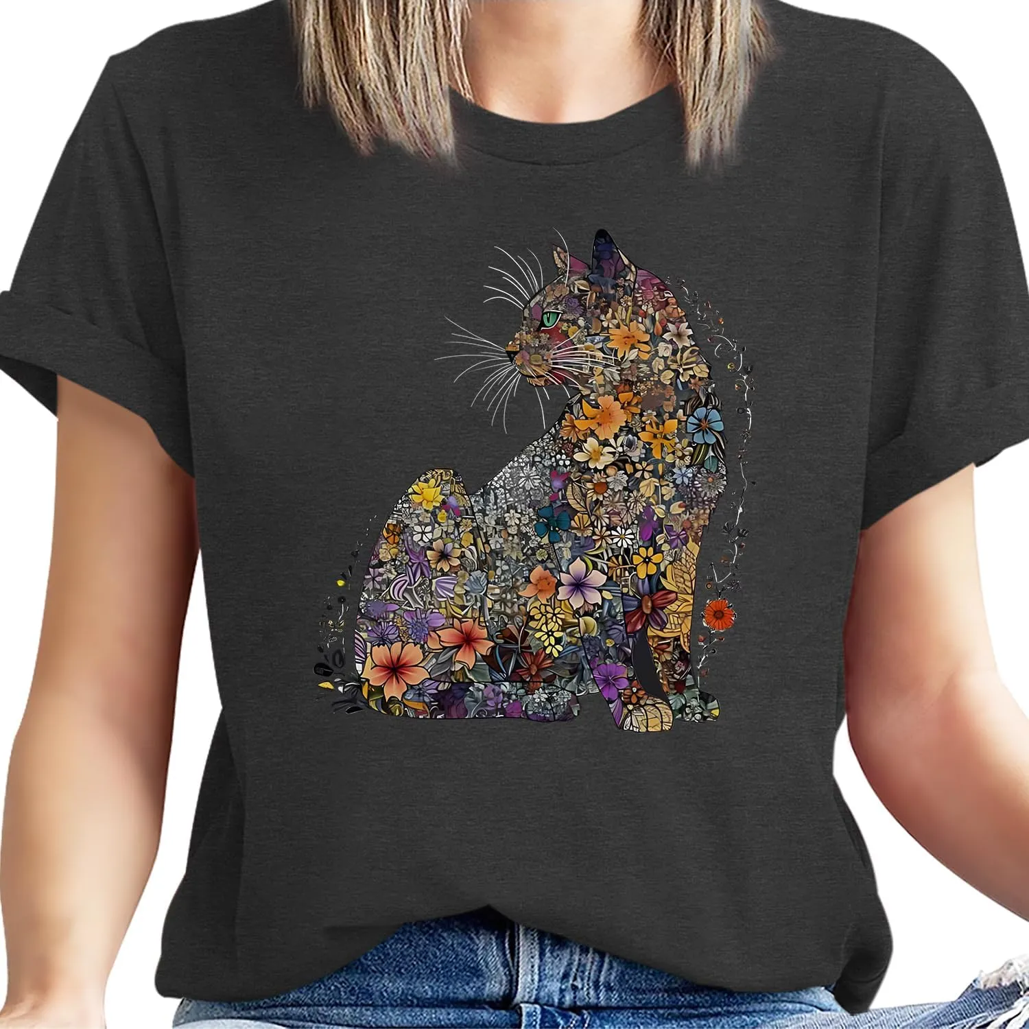 Hummingbird Shirt for Women Funny Women's Flower Graphic Tees Cute Bird Lover Short Sleeve Shirts ﻿