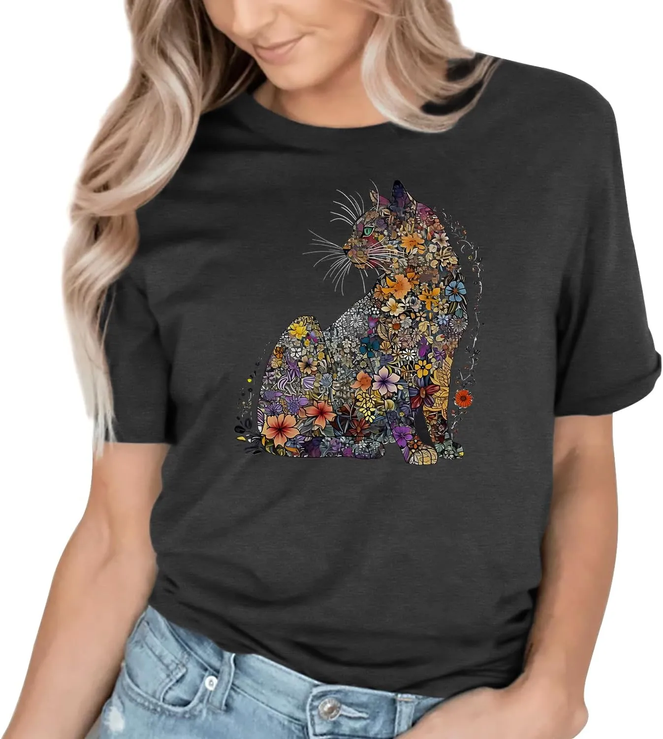 Hummingbird Shirt for Women Funny Women's Flower Graphic Tees Cute Bird Lover Short Sleeve Shirts ﻿