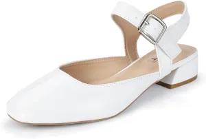 IDIFU Slingback Flats for Women Mary Jane Ballet Flats Square Toe Low Heel Ankle Strap Dress Shoes for Women Comfortable Wedding Bridal Work Office Trendy Dressy Casual Flats Shoes