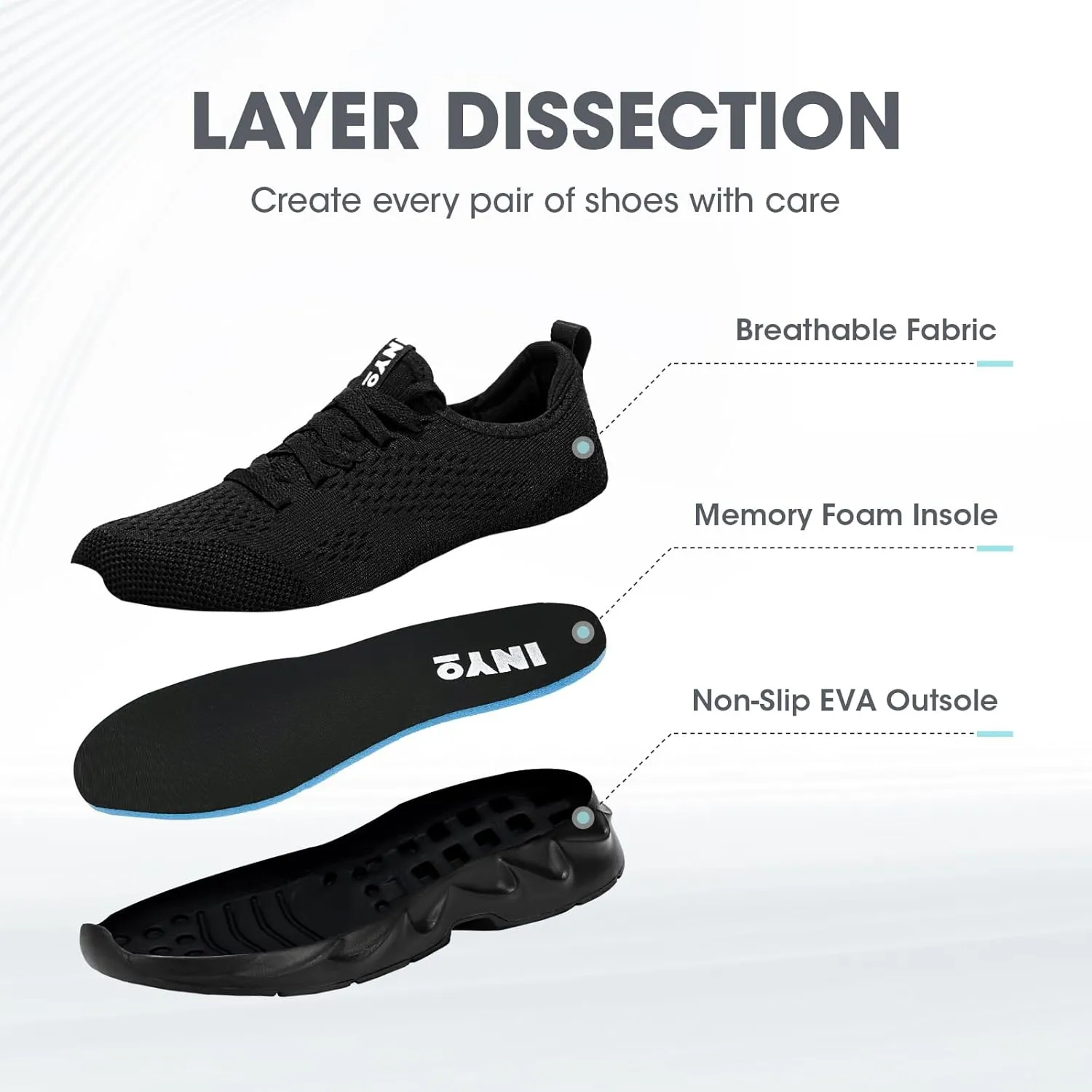 INYO Mens Tennis Shoes Walking Lightweight Sneakers No Slip Sports Workout Gym Shoes for Running