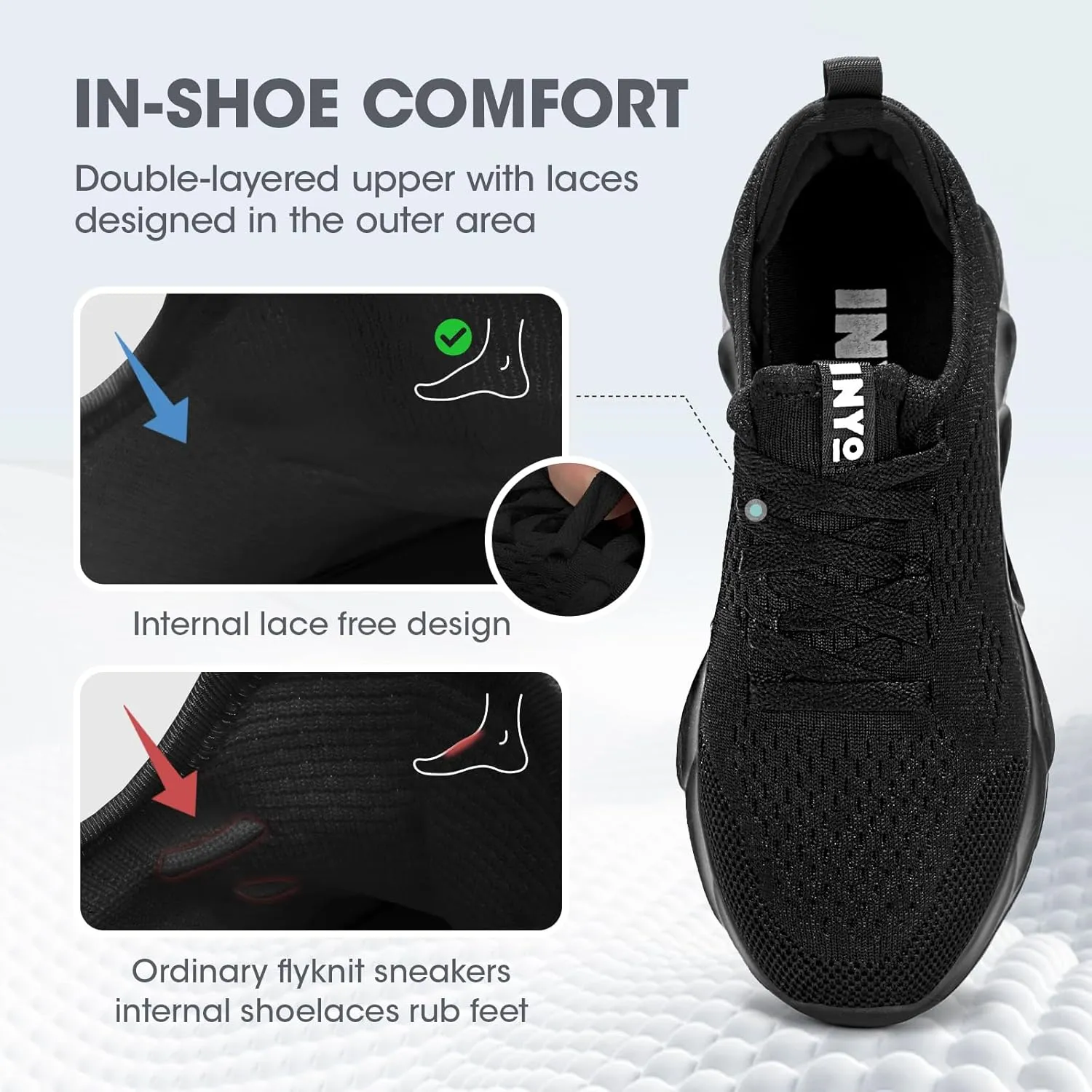 INYO Mens Tennis Shoes Walking Lightweight Sneakers No Slip Sports Workout Gym Shoes for Running