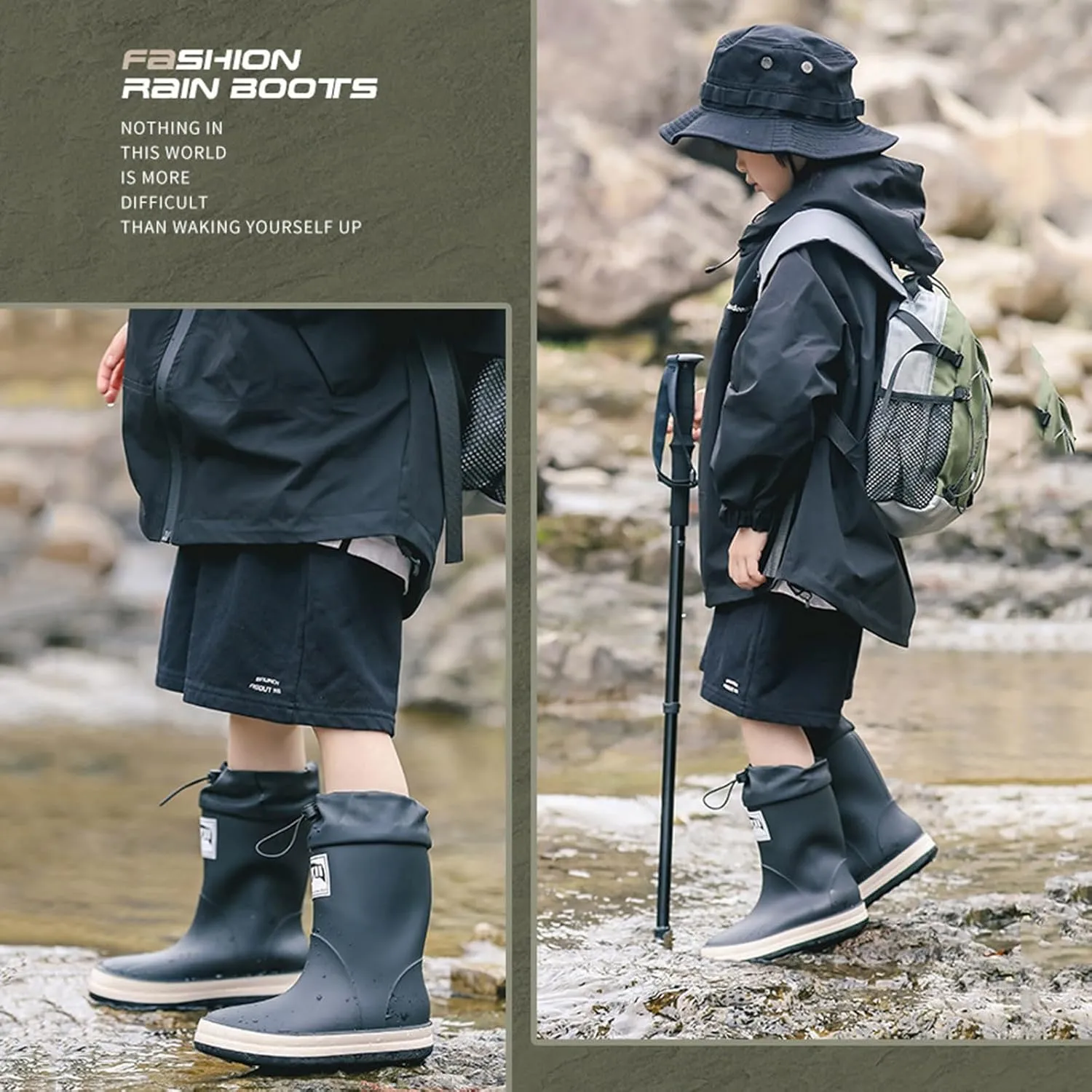 IWIHMIV Kids Rainboots Girls' Rain Boots Boys Rainboots Kids Rain Boots Toddler Rain Shoes Children Boots for Boys and Girls