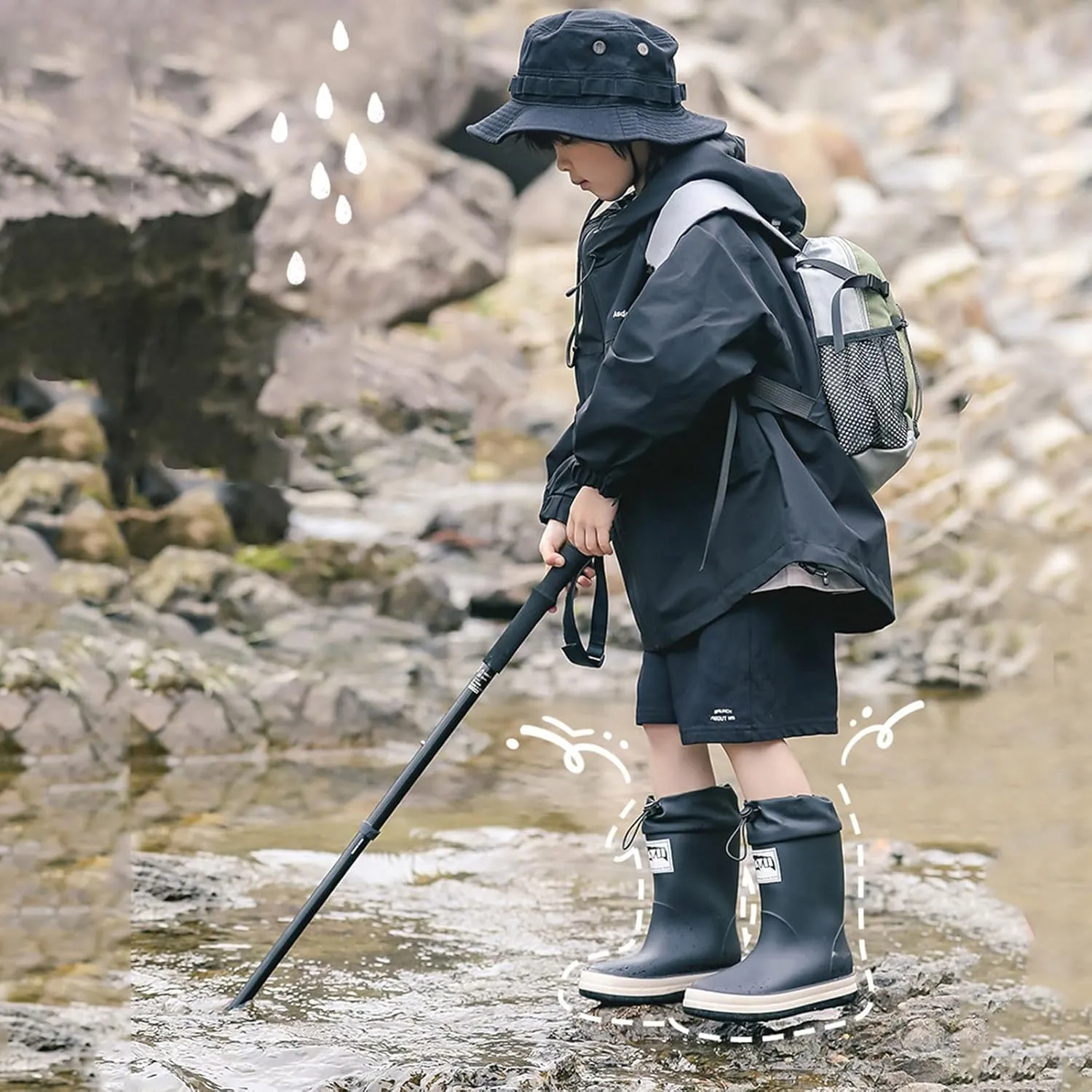 IWIHMIV Kids Rainboots Girls' Rain Boots Boys Rainboots Kids Rain Boots Toddler Rain Shoes Children Boots for Boys and Girls