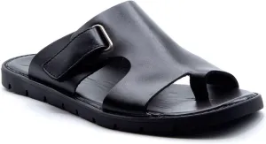 Jazamé Men's 69213 Leather Slip On Peasant Toe Loop Roman Flip Flop Dress Sandals