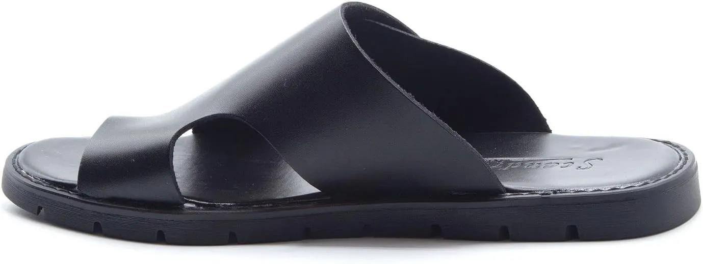 Jazamé Men's 69213 Leather Slip On Peasant Toe Loop Roman Flip Flop Dress Sandals