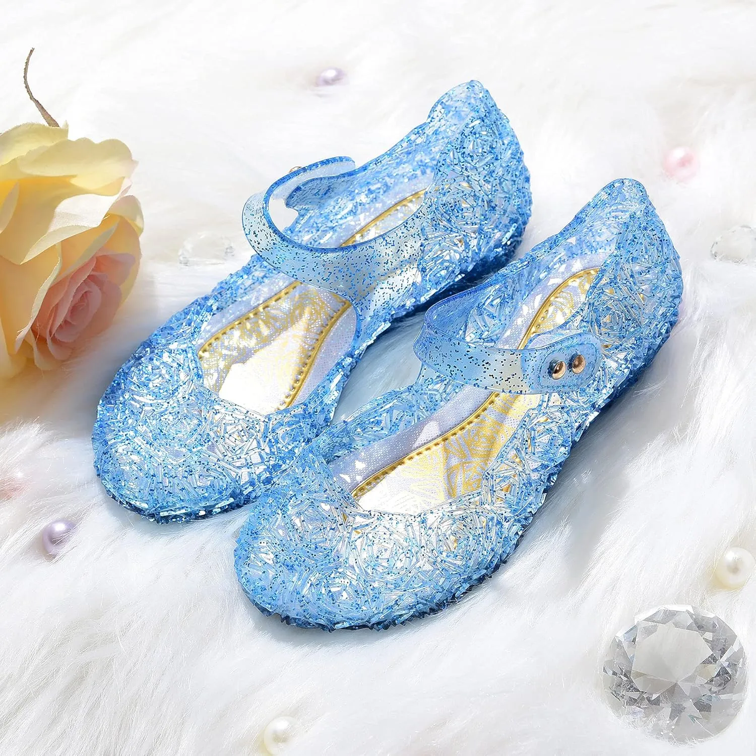 JerrisApparel Girls Princess Sandals Cosplay Party Jelly Shoes Mary Jane Costumes Flats Shoes