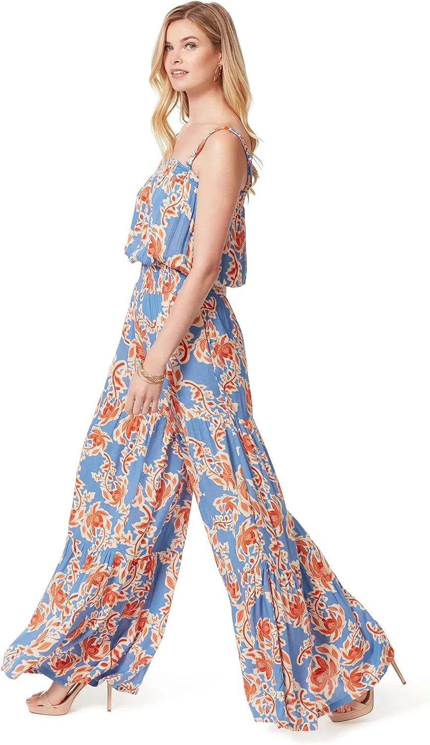 Jessica Simpson Womens Devyn Strap Smocked Jumpsuit