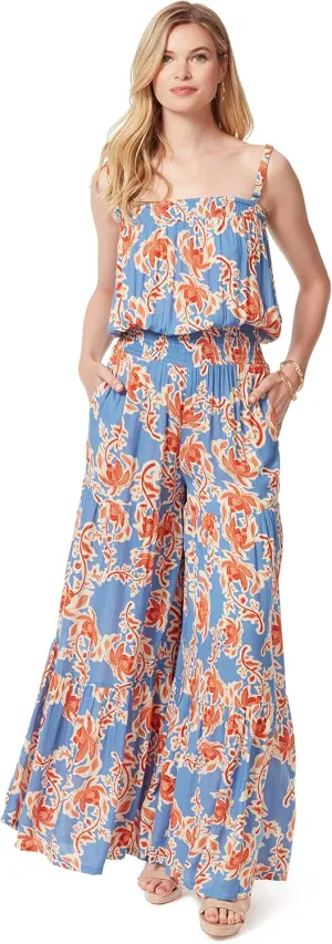 Jessica Simpson Womens Devyn Strap Smocked Jumpsuit