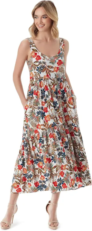 Jessica Simpson Womens Plus Cheryl Tiered Seersucker Maxi Dress