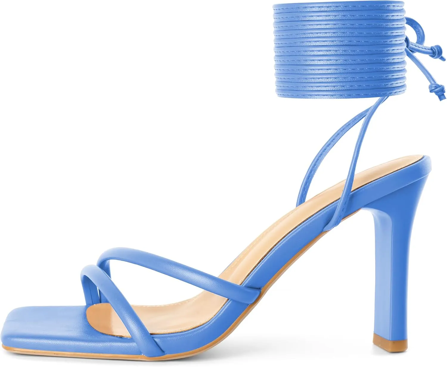 Joseywade Chunky Heels For Women Lace Up Tie Up High Heel 3.5" Heeled Sandals Open Toe Shoes
