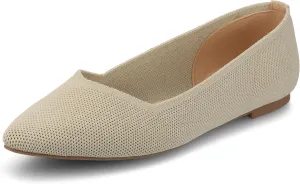 Journee Collection Womens Minnah Knit Ballet Dress Flats Slip On Pointed Toe Cushioned Fashion Ballerina Shoe Taupe 8.5 Medium WOMENS US