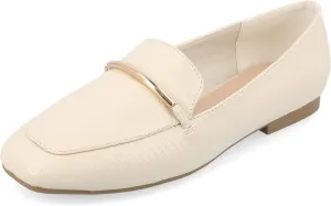Journee Womens Loafer Flat Notched Topline Square Toe Slip-On Block Heel - Wrenn Casual Dress Shoe