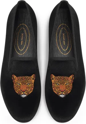 Journey West Women's Velvet Loafer Flat with Embroidery Velvet Slippers