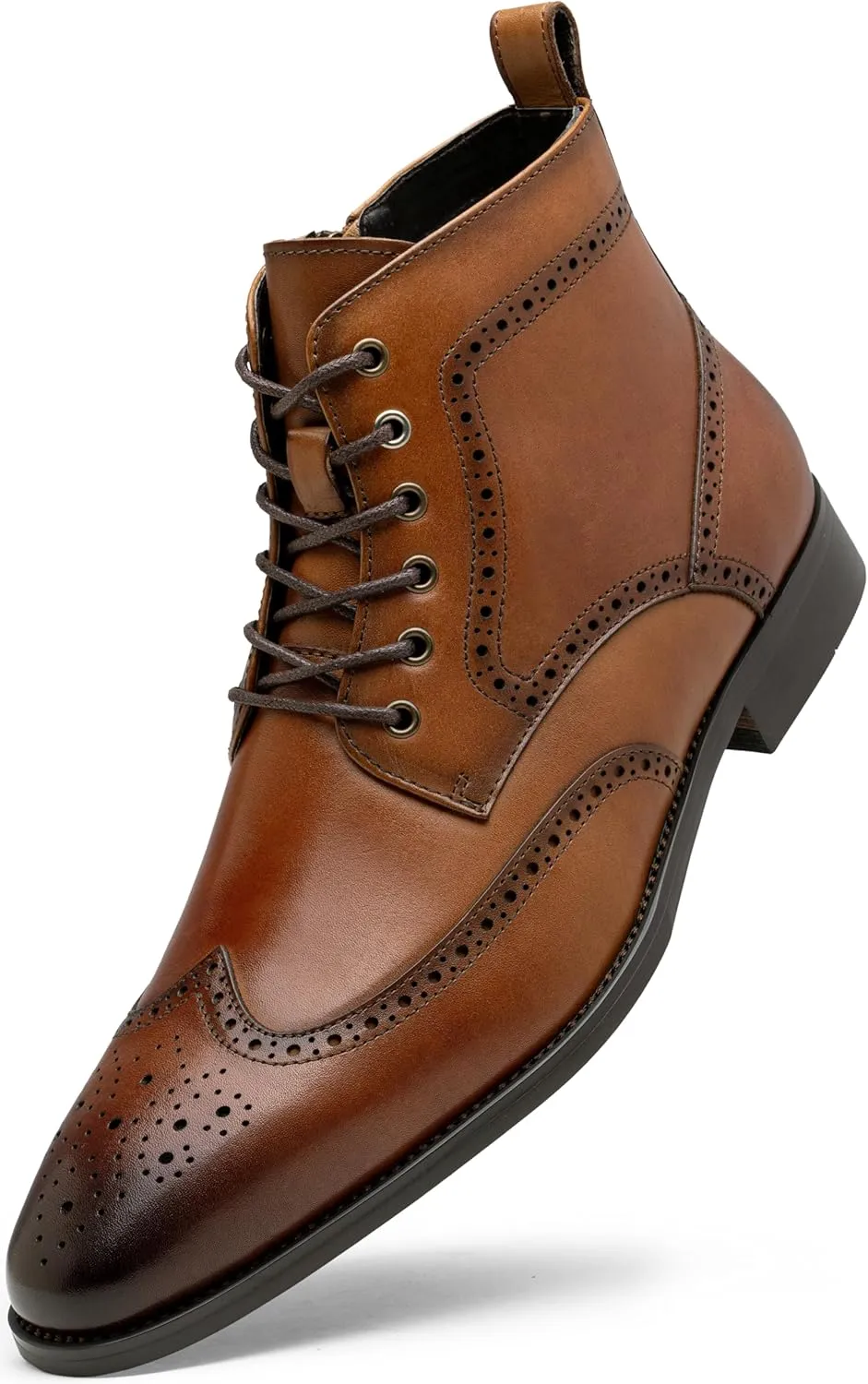 Jousen Mens Boots Leather Dress Boots for Mens Cap-Toe Fashion Boots for Men
