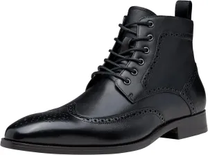 Jousen Mens Boots Leather Dress Boots for Mens Cap-Toe Fashion Boots for Men
