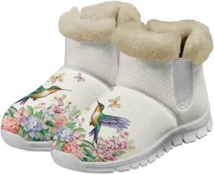JoyLamoria Colorful Mushroom Womens Winter Fuzzy Boots Warm Snow Boots Anti Slip Comfort Fur Lined Mushroom Ankle Booties for Cold Weather Outdoor Walking Boots