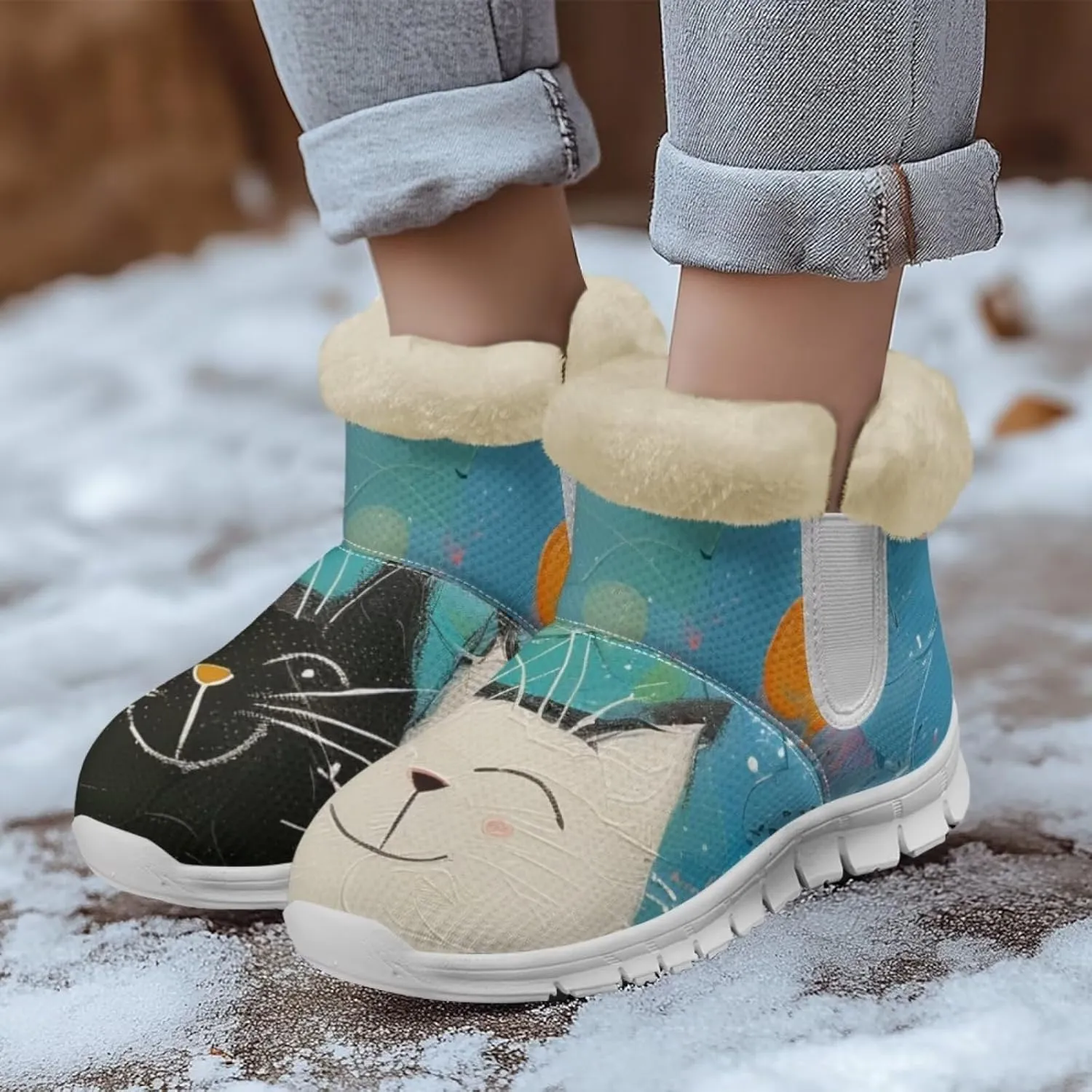 JoyLamoria Women Winter Snow Boots Warm Fur Lining Non Slip Ankle Booties Outdoor Waterproof Cold Weather Snow Boots Wear