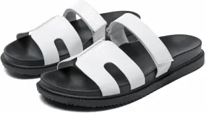 JSWEI Sandals Slides for Women,Women's Slippers Shoes Non-Slip Comfortable and Adjustable Velcro Summer Arch Support Woman Slides Sandals Outdoor Flat Slippers Beach Sandalias Para Mujer