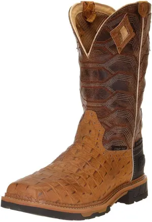 Justin Men's Hybred Caramel Crock Print 12" Buff Top Comp Toe Work Boot