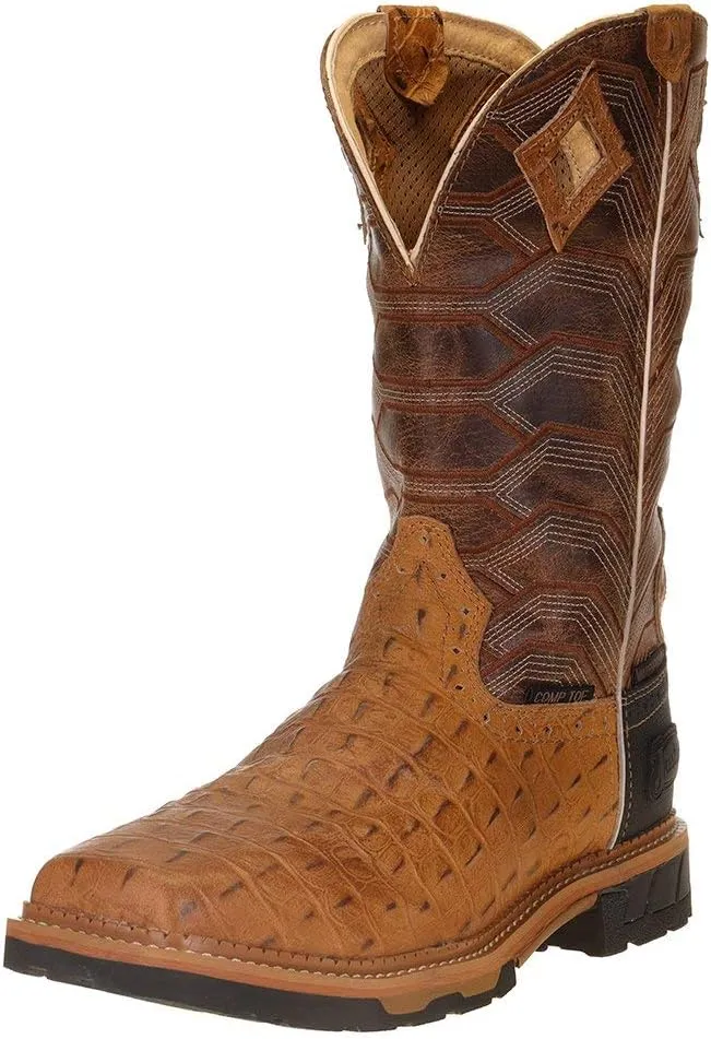 Justin Men's Hybred Caramel Crock Print 12" Buff Top Comp Toe Work Boot
