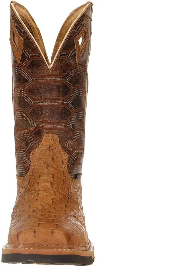 Justin Men's Hybred Caramel Crock Print 12" Buff Top Comp Toe Work Boot