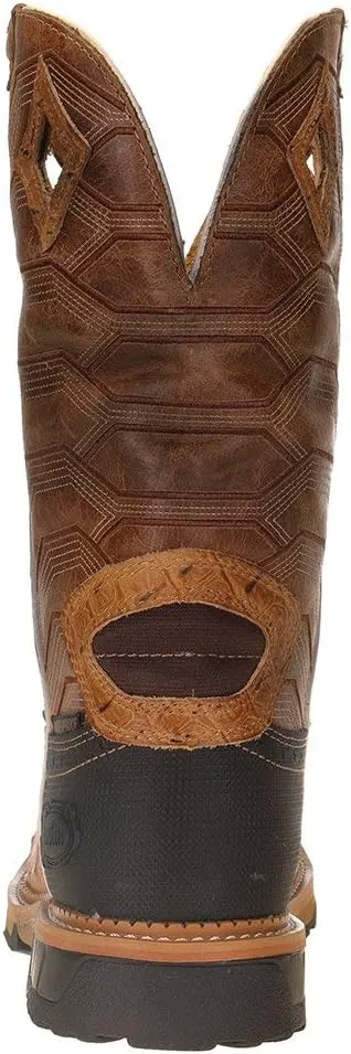 Justin Men's Hybred Caramel Crock Print 12" Buff Top Comp Toe Work Boot