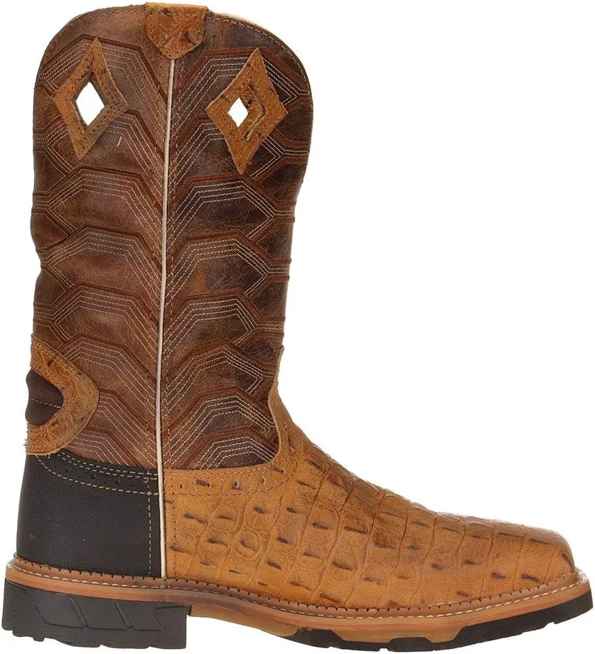 Justin Men's Hybred Caramel Crock Print 12" Buff Top Comp Toe Work Boot