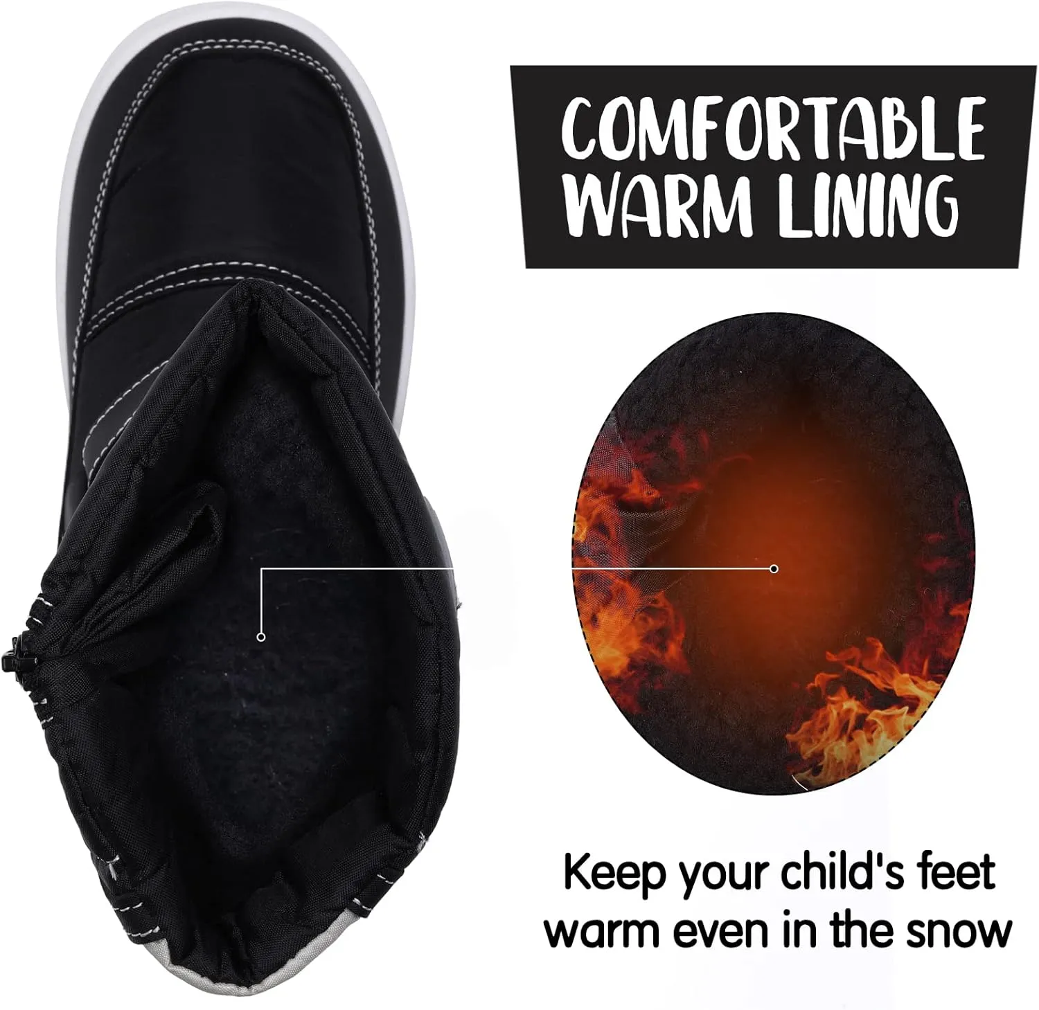 K KomForme Boys Girls Snow Boots Waterproof Winter Outdoor Boots(Toddler/Little Kid/Big Kid)