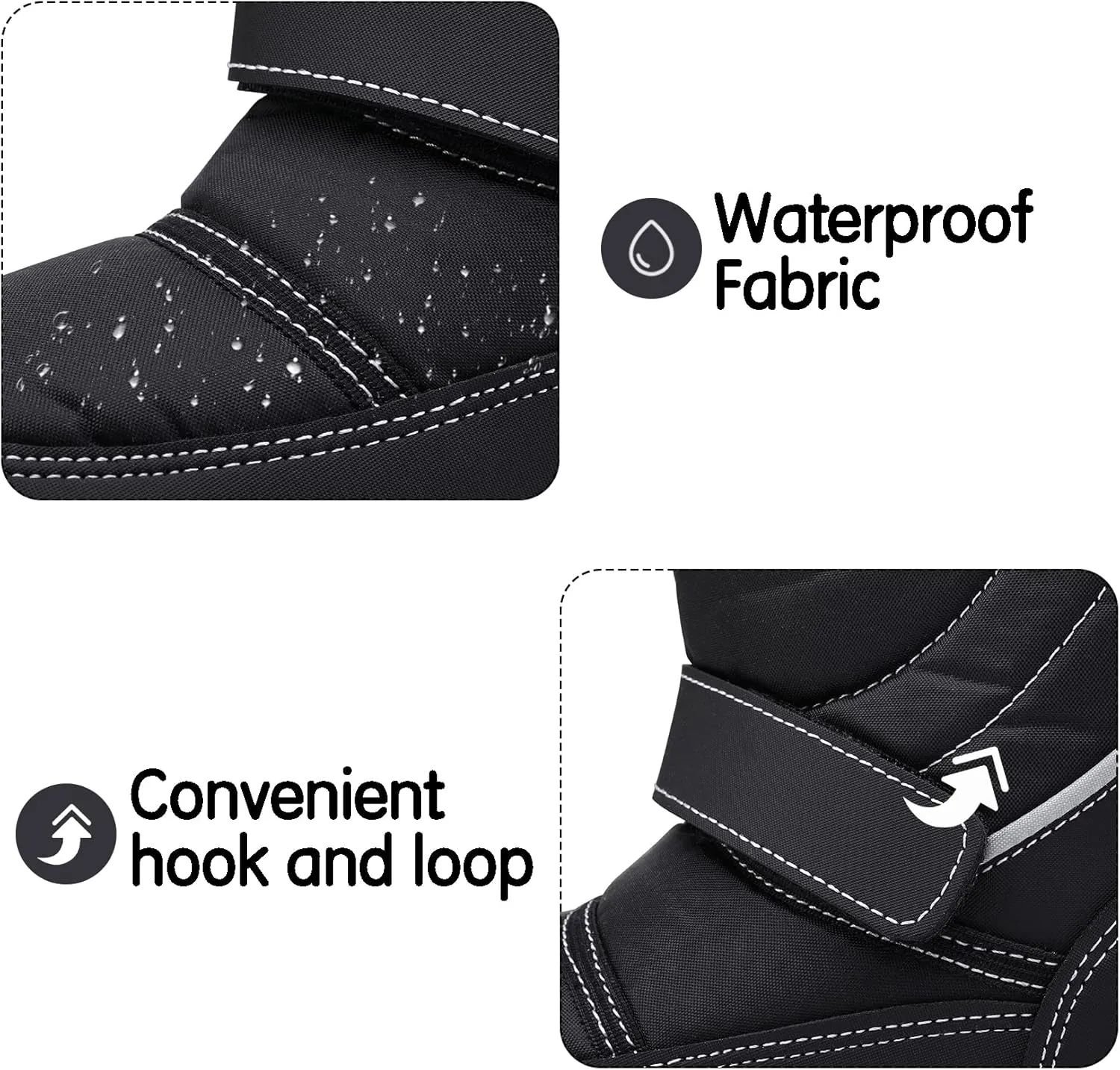 K KomForme Boys Girls Snow Boots Waterproof Winter Outdoor Boots(Toddler/Little Kid/Big Kid)