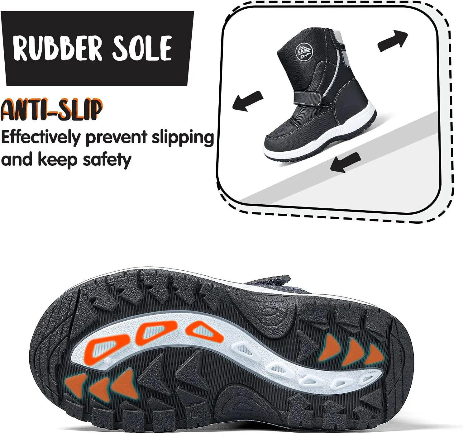 K KomForme Boys Girls Snow Boots Waterproof Winter Outdoor Boots(Toddler/Little Kid/Big Kid)