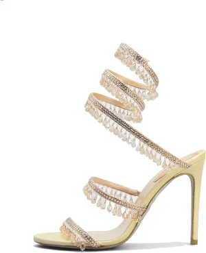 keleimusi Women's Rhinestone Chandelier Embellished Strappy High Heel Sandals 4-inch