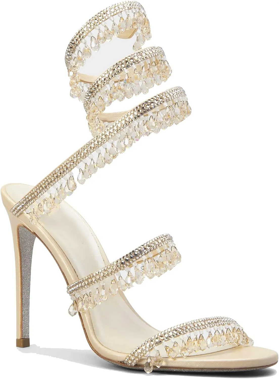 keleimusi Women's Rhinestone Chandelier Embellished Strappy High Heel Sandals 4-inch