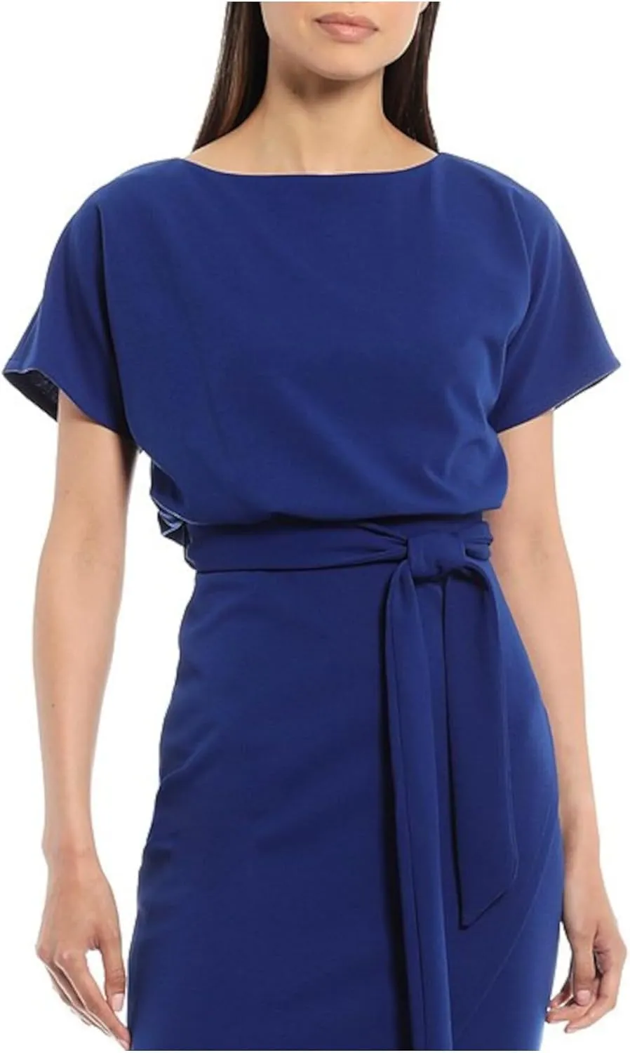 kensie Women's Short Sleeve Tie Waist Midi Dress