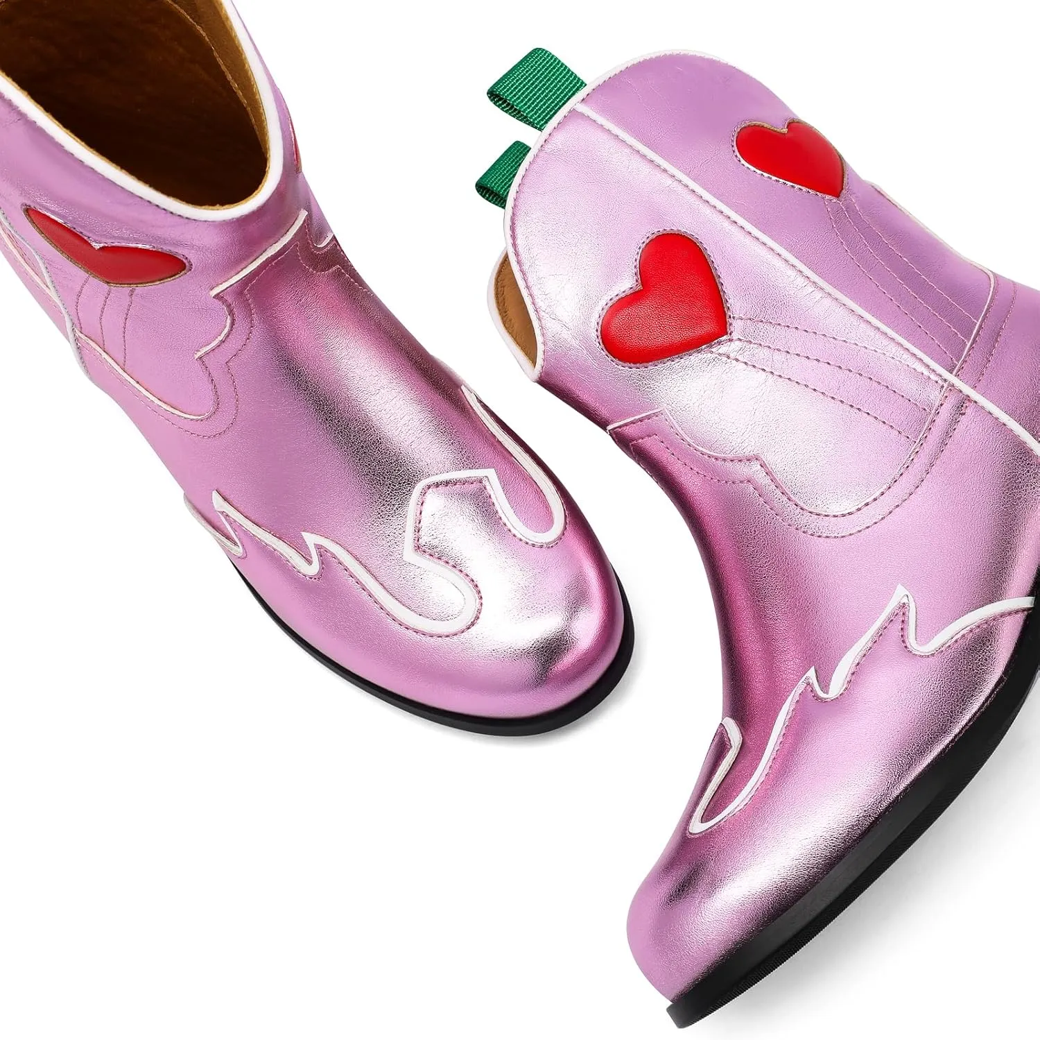Kids Cowboy Boots Girls Mid Calf Cowgirl Western Boots Round Toe Pull on Splicing Riding Shoes for Little Kid/Big Kid