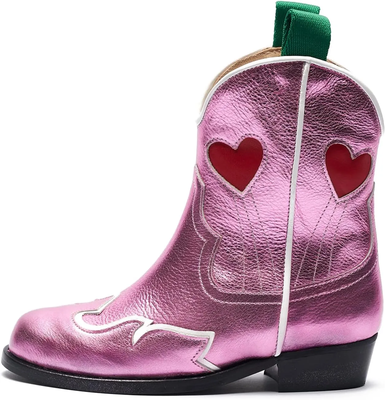Kids Cowboy Boots Girls Mid Calf Cowgirl Western Boots Round Toe Pull on Splicing Riding Shoes for Little Kid/Big Kid