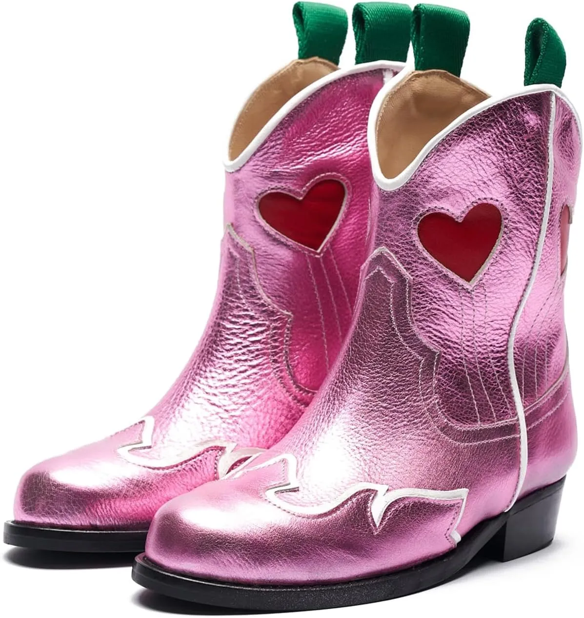 Kids Cowboy Boots Girls Mid Calf Cowgirl Western Boots Round Toe Pull on Splicing Riding Shoes for Little Kid/Big Kid