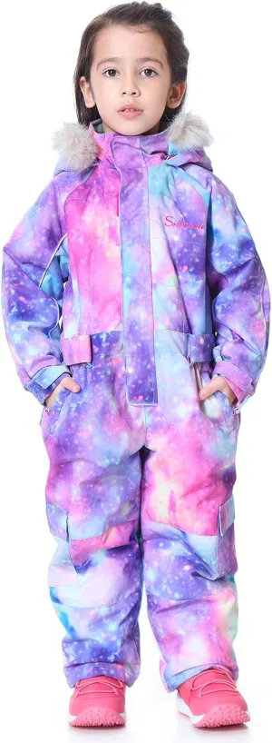 Kids Girls Boys Waterproof Colorful One Piece Snowsuits Coveralls Ski Suits Jackets Winter Jumpsuits