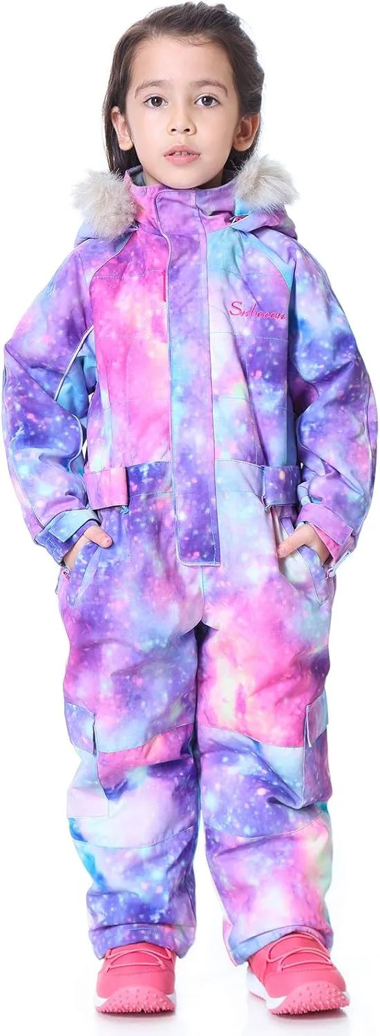 Kids Girls Boys Waterproof Colorful One Piece Snowsuits Coveralls Ski Suits Jackets Winter Jumpsuits